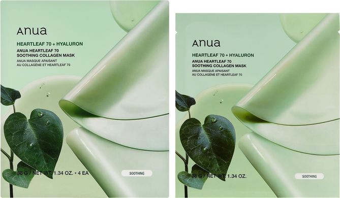 Фото Колагенова гідрогелева маска Anua для догляду за обличчям 38 г &times; 4 шт Heartleaf 70 + Hyaluron