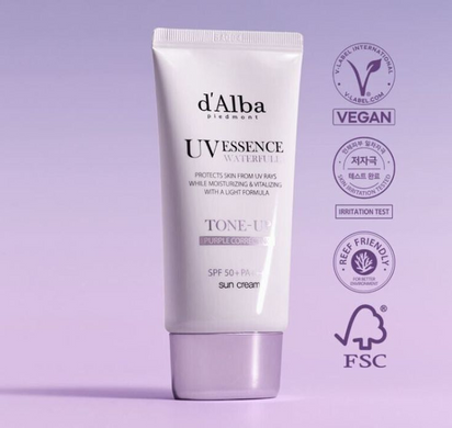 Фото Солнцезащитный крем D'Alba Waterfull Tone-Up Sun Cream Purple для осветления кожи 50 мл Cream Purple