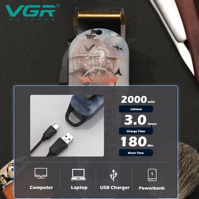 Фото Машинка для стрижки з LED-дисплеєм та титановими лезами VGR V-689 68911