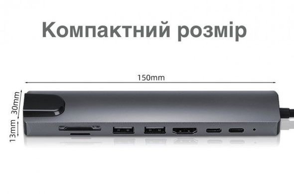 Фото Переходник Хаб для ноутбука, телефона USB Type-C RJ 45 LAN 6789002