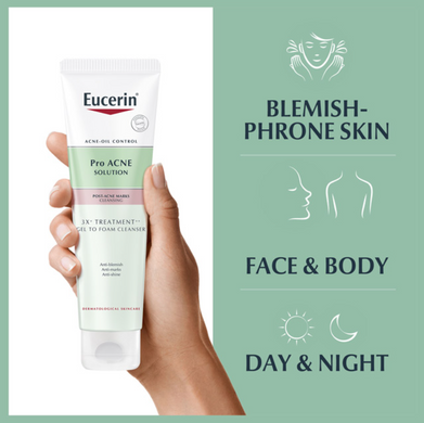 Фото Очищающий гель-пенка для умывания Eucerin Pro Acne Solution 3X, 150 мл Pro Acne Solution