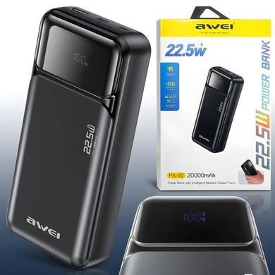 Фото Повербанк с цифровым дисплеем AWEI PA-92 20000 мА&middot;ч 22,5 Вт PA-92