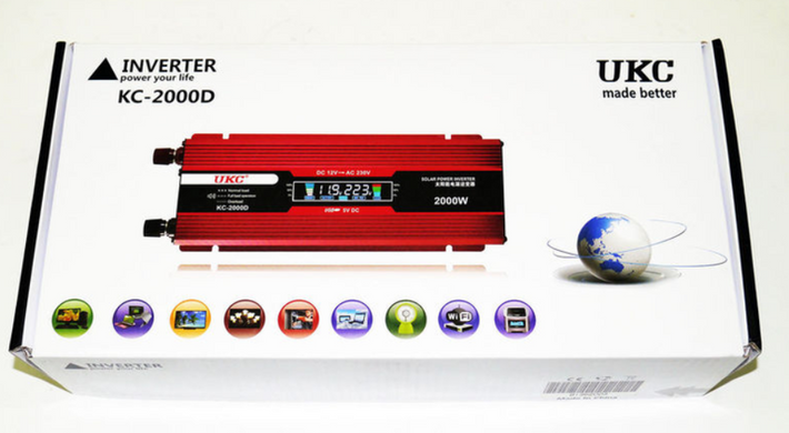 Фото Инвертор преобразователь напряжения UKC 2000W KC-2000D с LCD-дисплеем KC-2000D