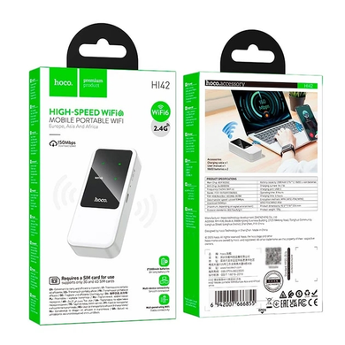 Фото Портативний Wi-Fi роутер Hoco HI42 WiFi 6 2.4 ГГц White HI42